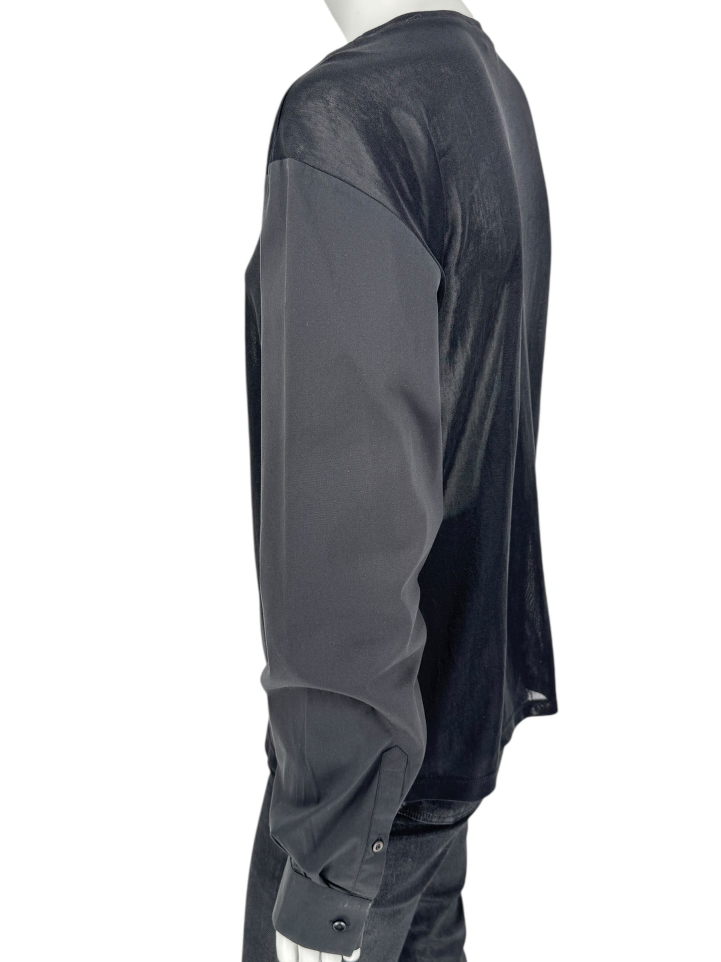 Prada Black Mixed-Fabric Long Sleeve Top – Size IT 40