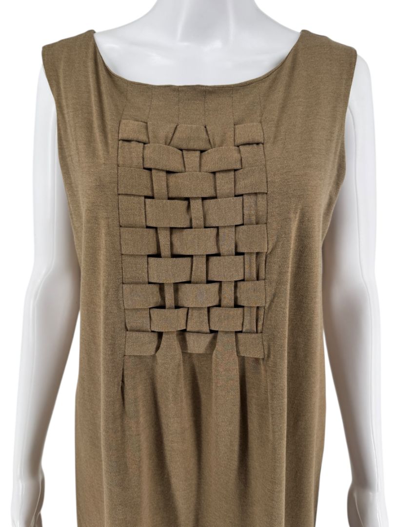 Piazza Sempione Taupe Sleeveless Knit Shift Dress – Size IT 46 (Made in Italy)