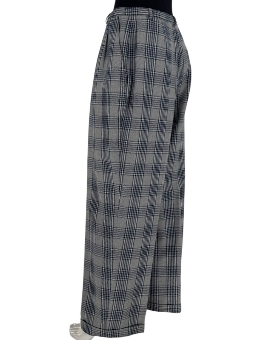 Oscar de la Renta Gray Plaid Wool Trousers – Size 14