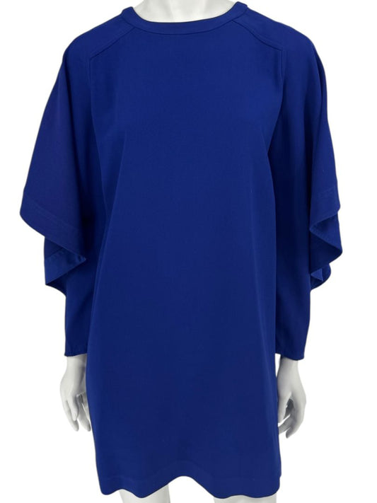 Pamella Roland Cobalt Blue Cape Sleeve Shift Dress – Large