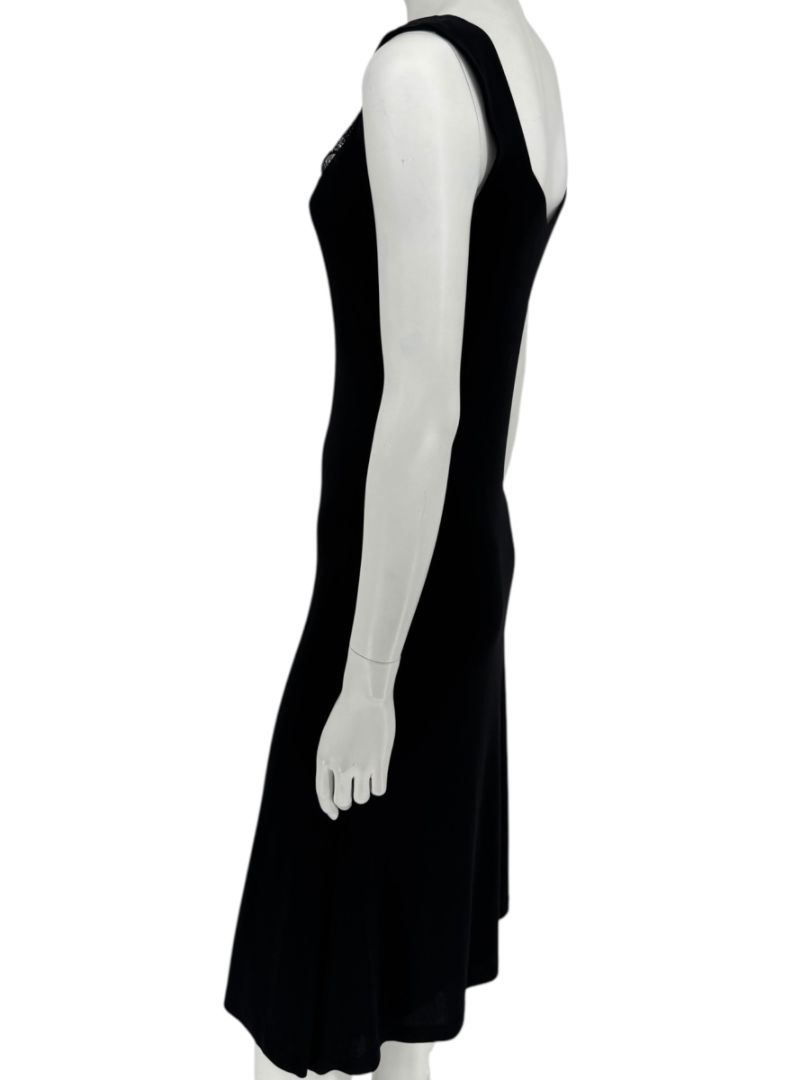 Lida Baday Black Sleeveless Midi Dress with Lace Trim – Size M