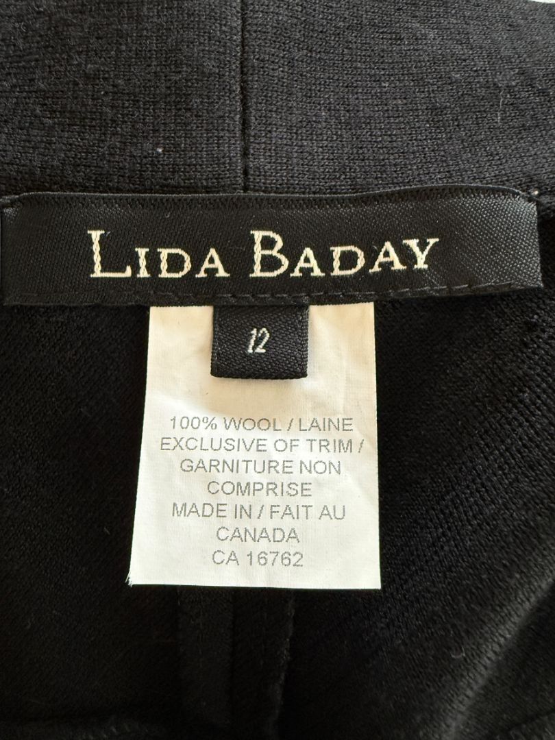 Lida Baday Black Wool Knit Cardigan - Size 12