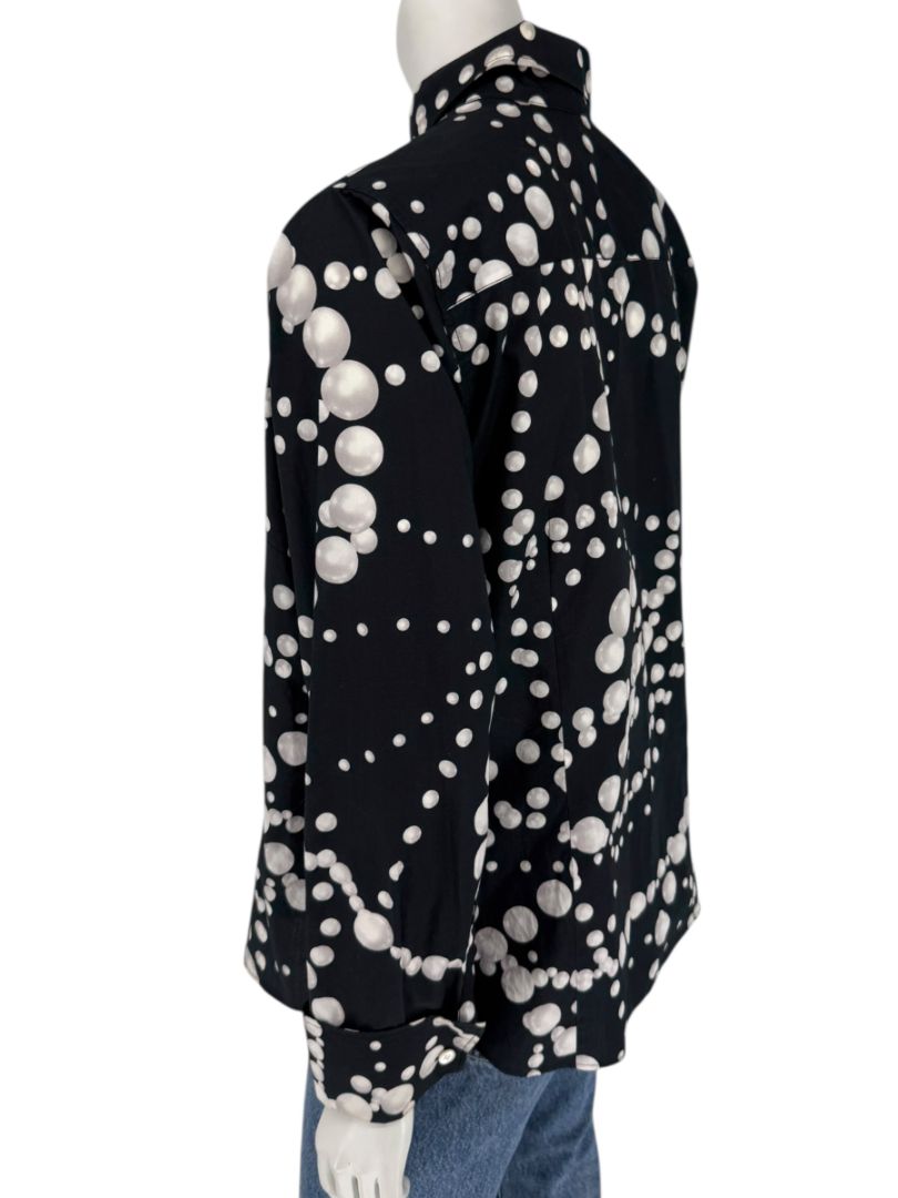 Craig Taylor Black & White Abstract Bubble-Print Long-Sleeve Shirt – Size XL