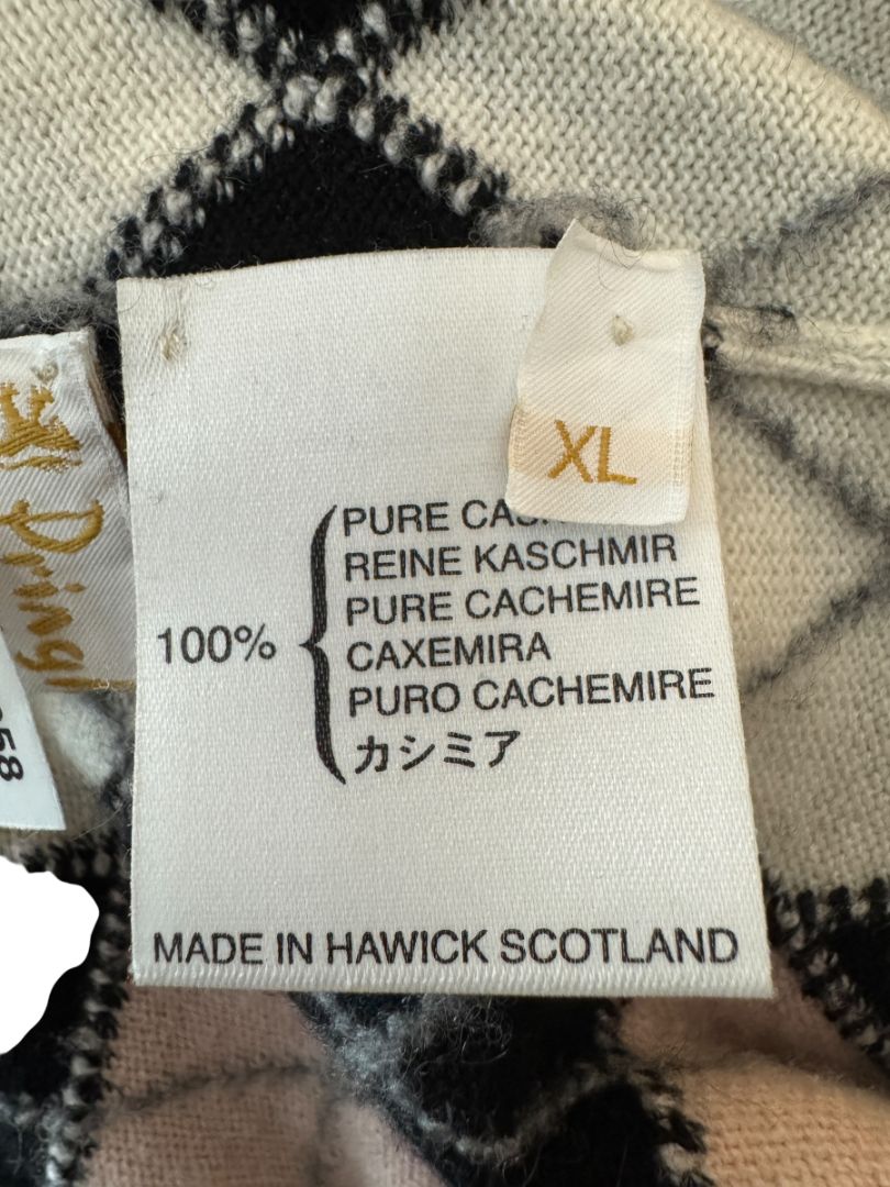 Pringle of Scotland 100% Cashmere Argyle Turtleneck Sweater – Size XL
