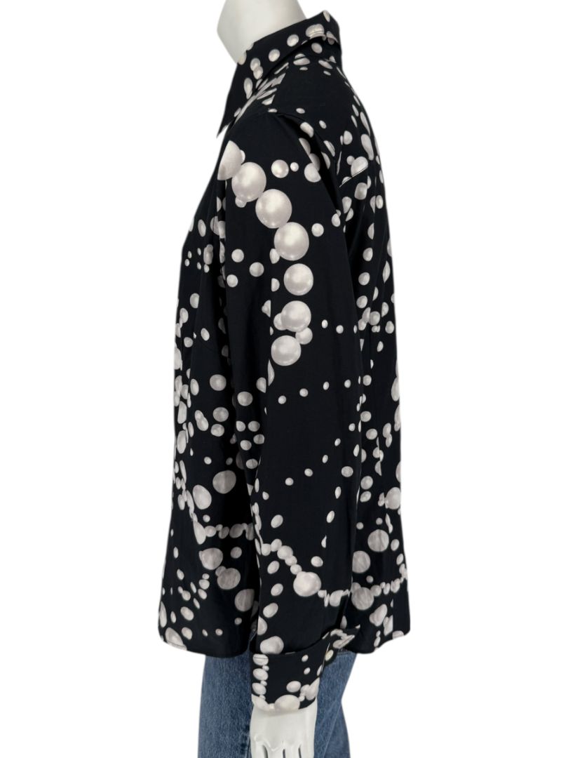 Craig Taylor Black & White Abstract Bubble-Print Long-Sleeve Shirt – Size XL