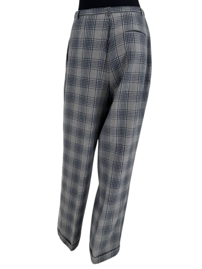 Oscar de la Renta Gray Plaid Wool Trousers – Size 14