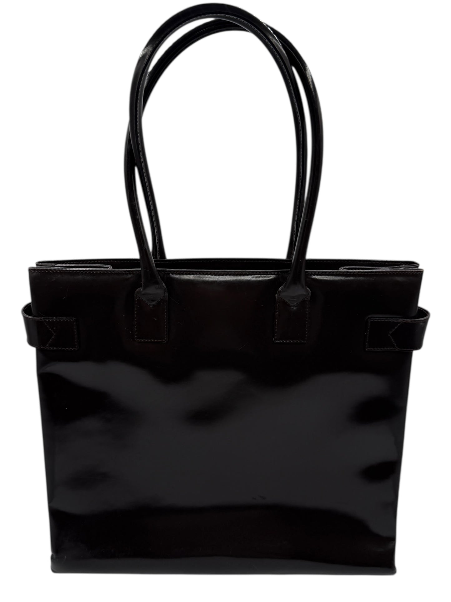 GUCCI Vintage Brown Patent Leather Tote