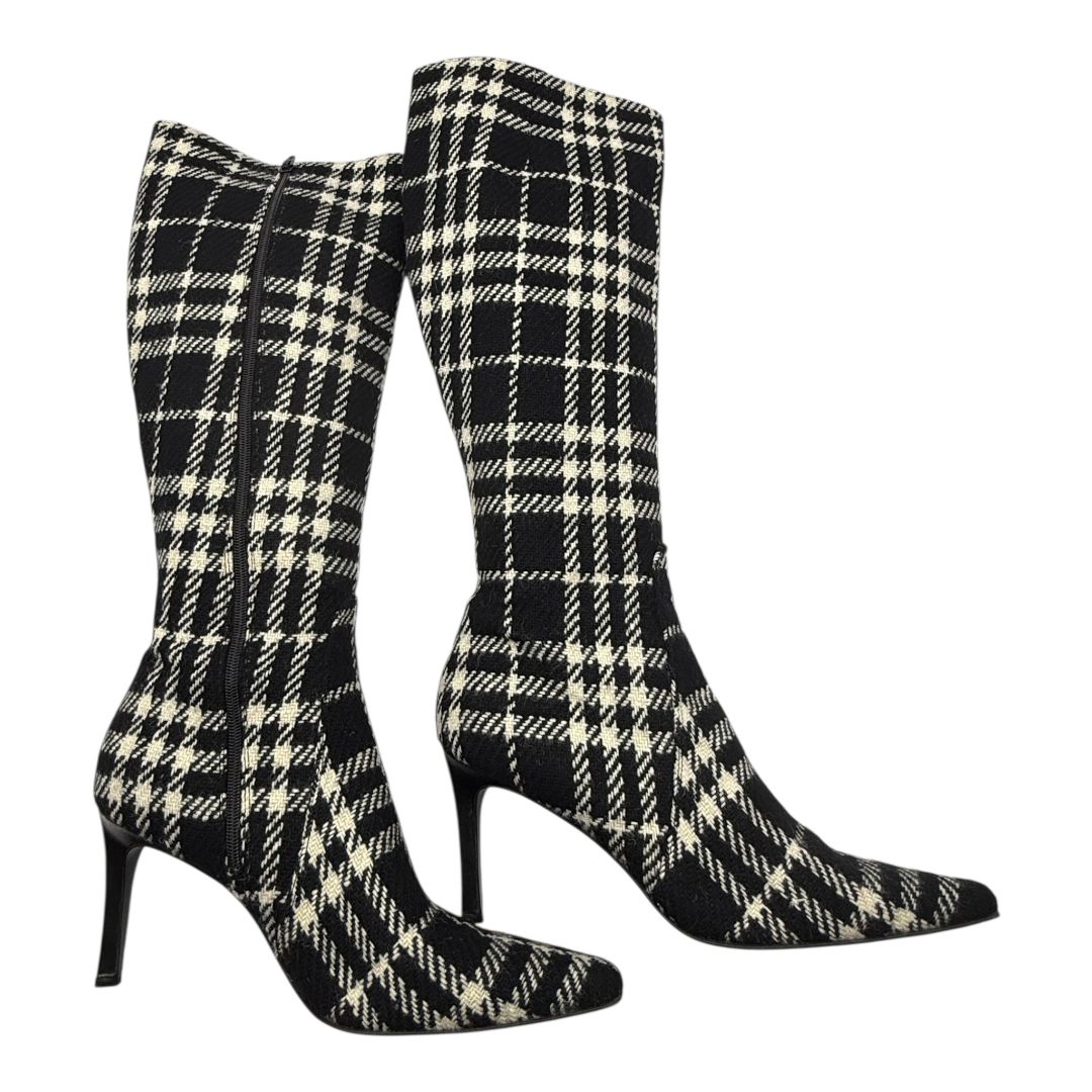 Burberry Plaid Wool Pointed Toe Knee-High Boots – Size 41.5