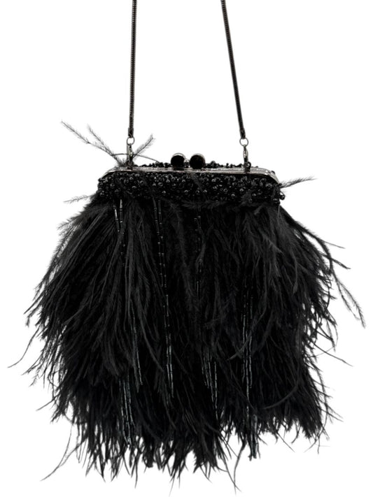 Moo Roo Feather & Beaded Evening Bag – Very Good Condition – Signed by Designer