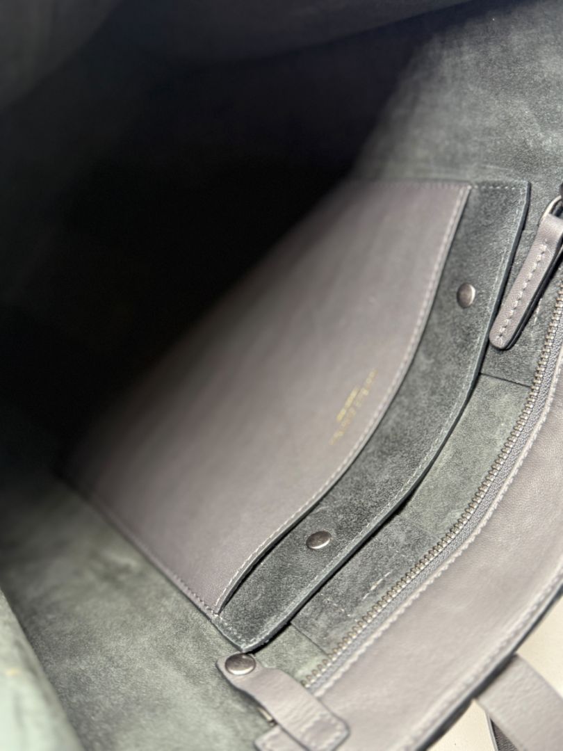 Brunello Cucinelli Graphite Gray Leather Tote with Monili Bead Trim