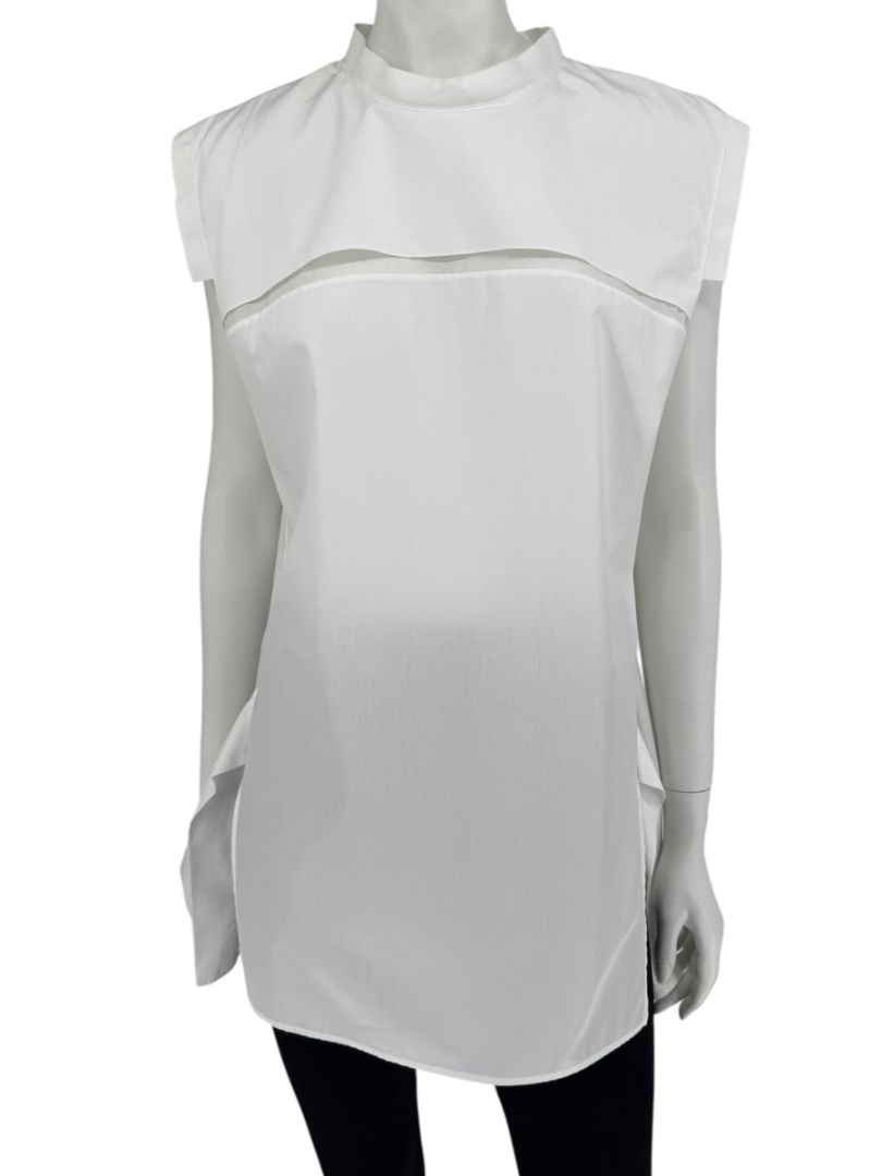 Jil Sander White Sleeveless Cotton Blouse - Size 40 (IT)