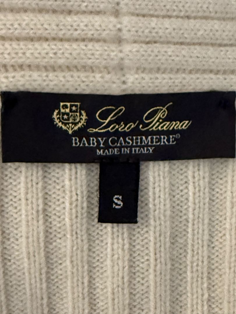 Loro Piana Beige Baby Cashmere Ribbed Open Cardigan – Size S
