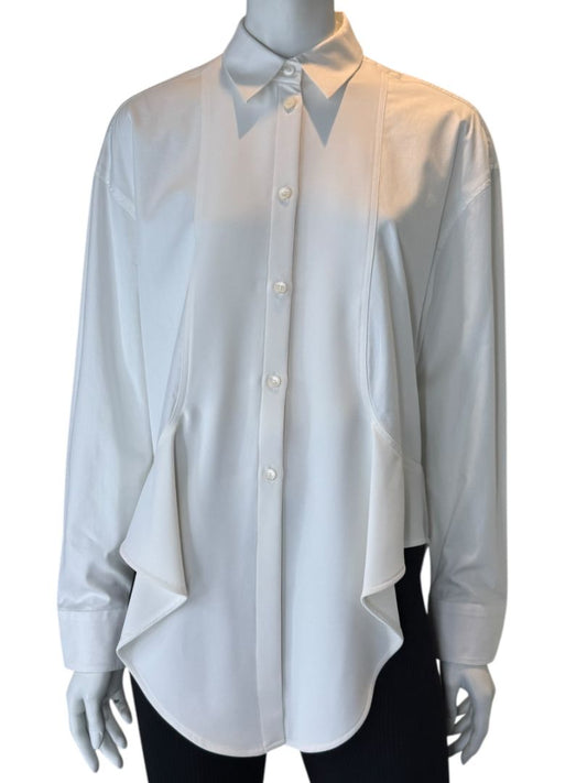 Balenciaga White Asymmetric Ruffle-Hem Shirt – Size IT 40 (US 6/8)