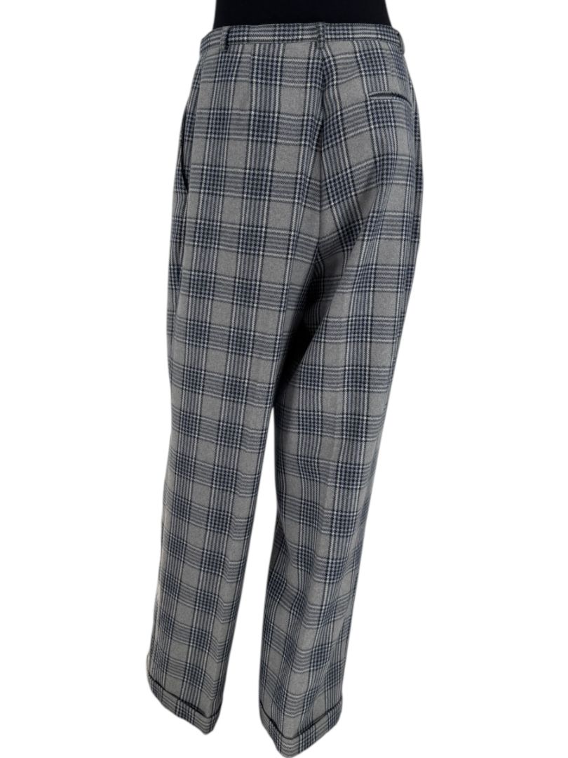 Oscar de la Renta Gray Plaid Wool Trousers – Size 14