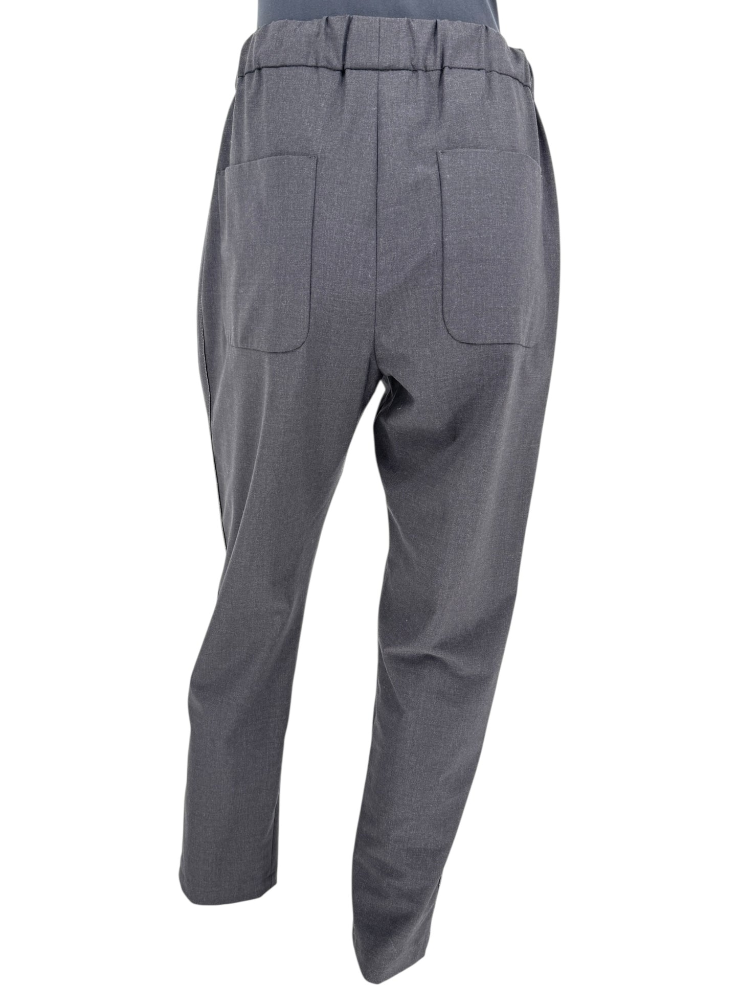 Brunello Cucinelli Charcoal Gray Wool-Blend Drawstring Pants – Size 8 (IT 44)