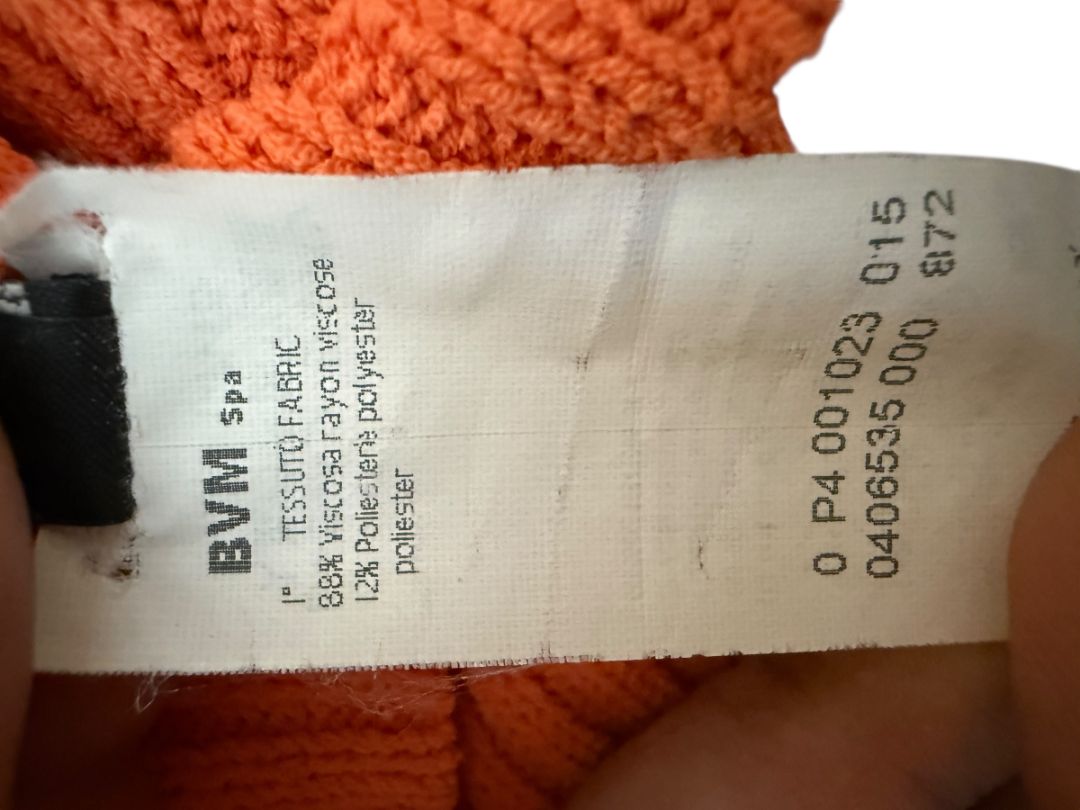 Les Copains Orange Textured Knit Short Sleeve Sweater – Size 48