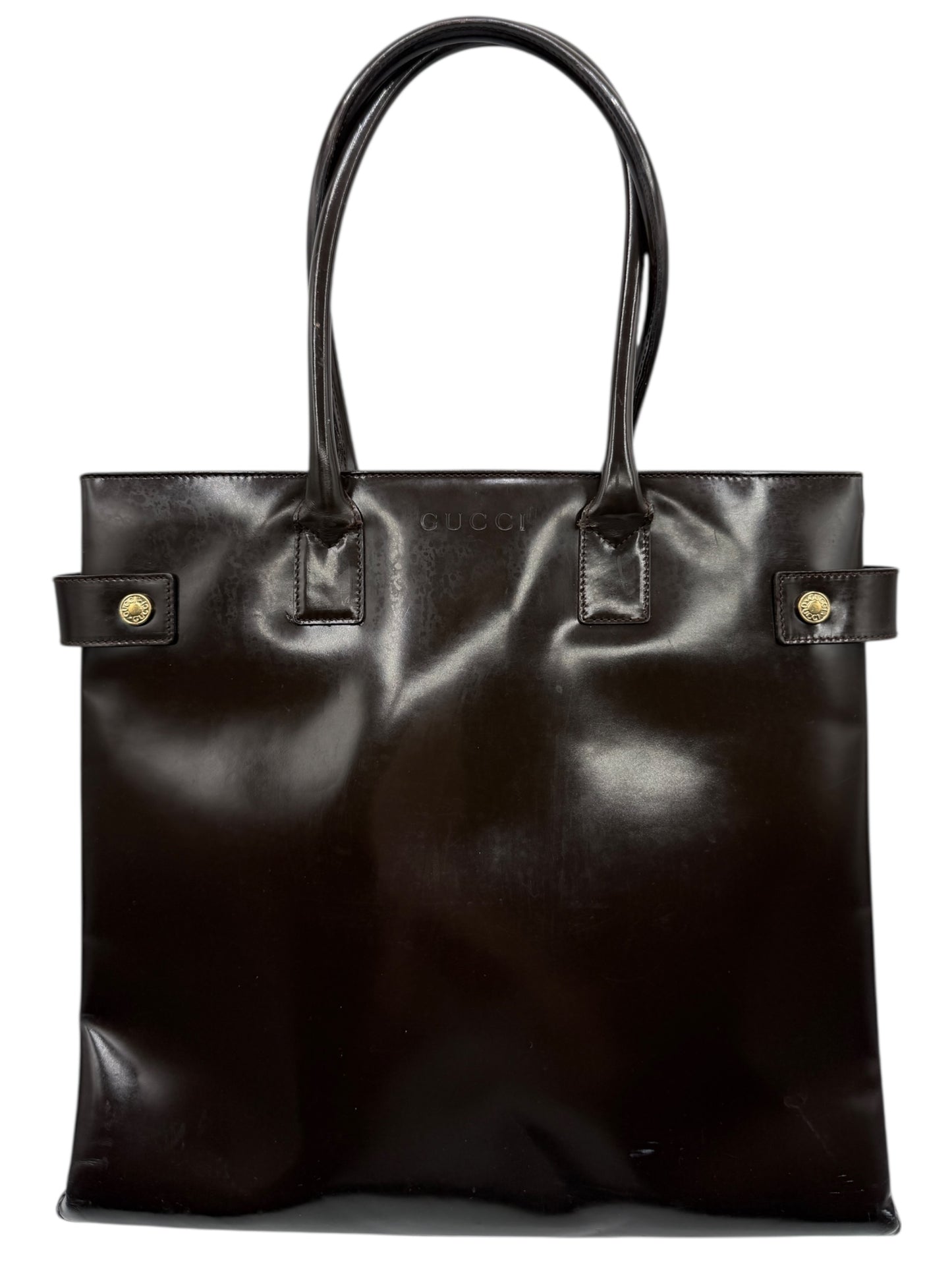GUCCI Vintage Brown Patent Leather Tote