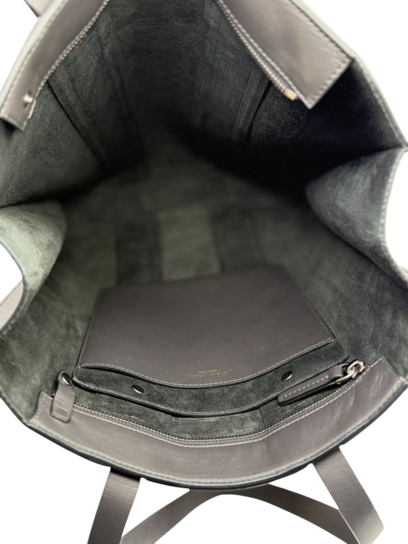 Brunello Cucinelli Graphite Gray Leather Tote with Monili Bead Trim