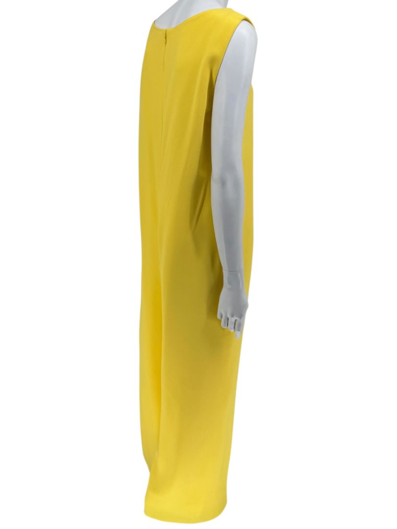 Pamella Roland Yellow Draped Overlay Jumpsuit – Large