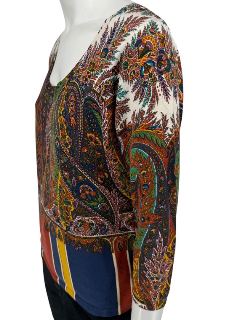 Etro Milano Multicolor Paisley Silk Knit Top – Size 46 (IT)