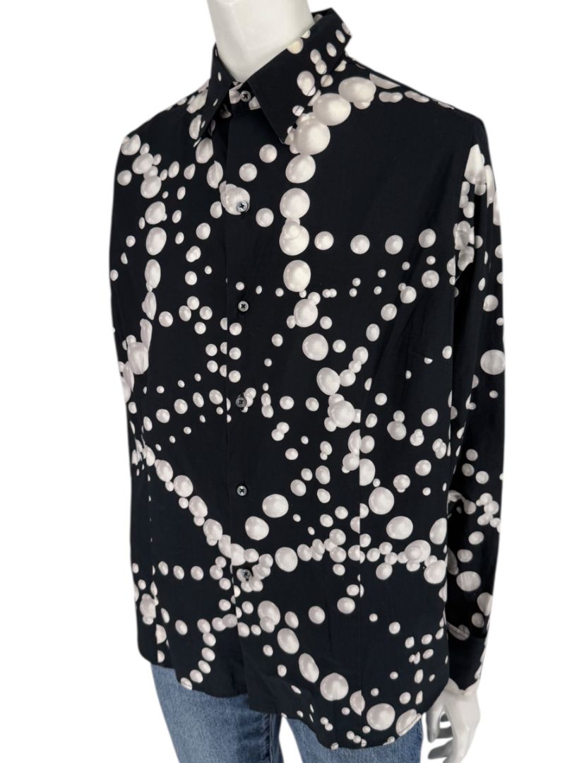 Craig Taylor Black & White Abstract Bubble-Print Long-Sleeve Shirt – Size XL