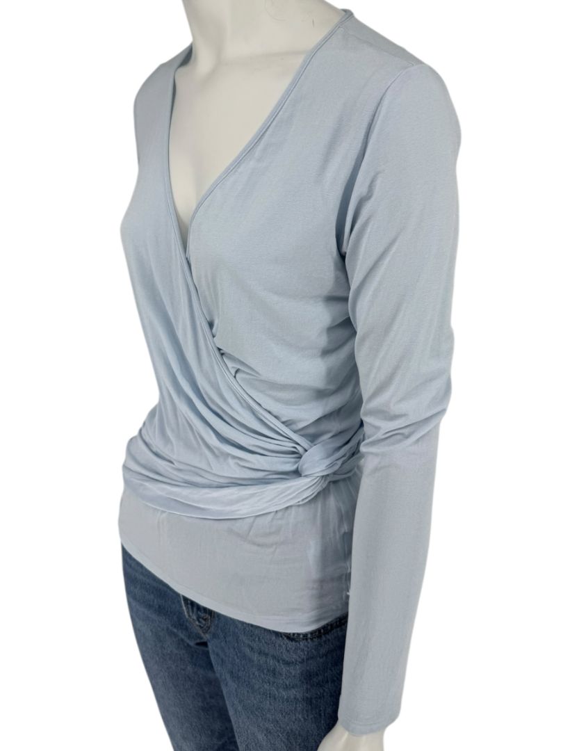 René Lezard Light Blue Draped Wrap Long Sleeve Top – Large  Made in Germany