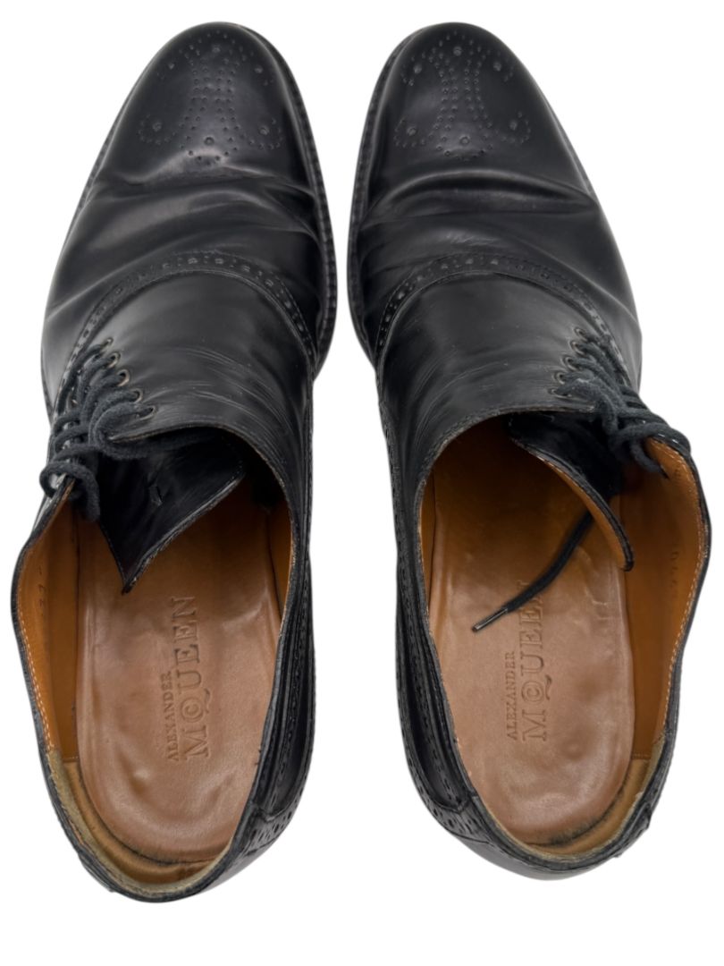Alexander McQueen Black Leather Brogue Oxford Shoes – Men's Size 40