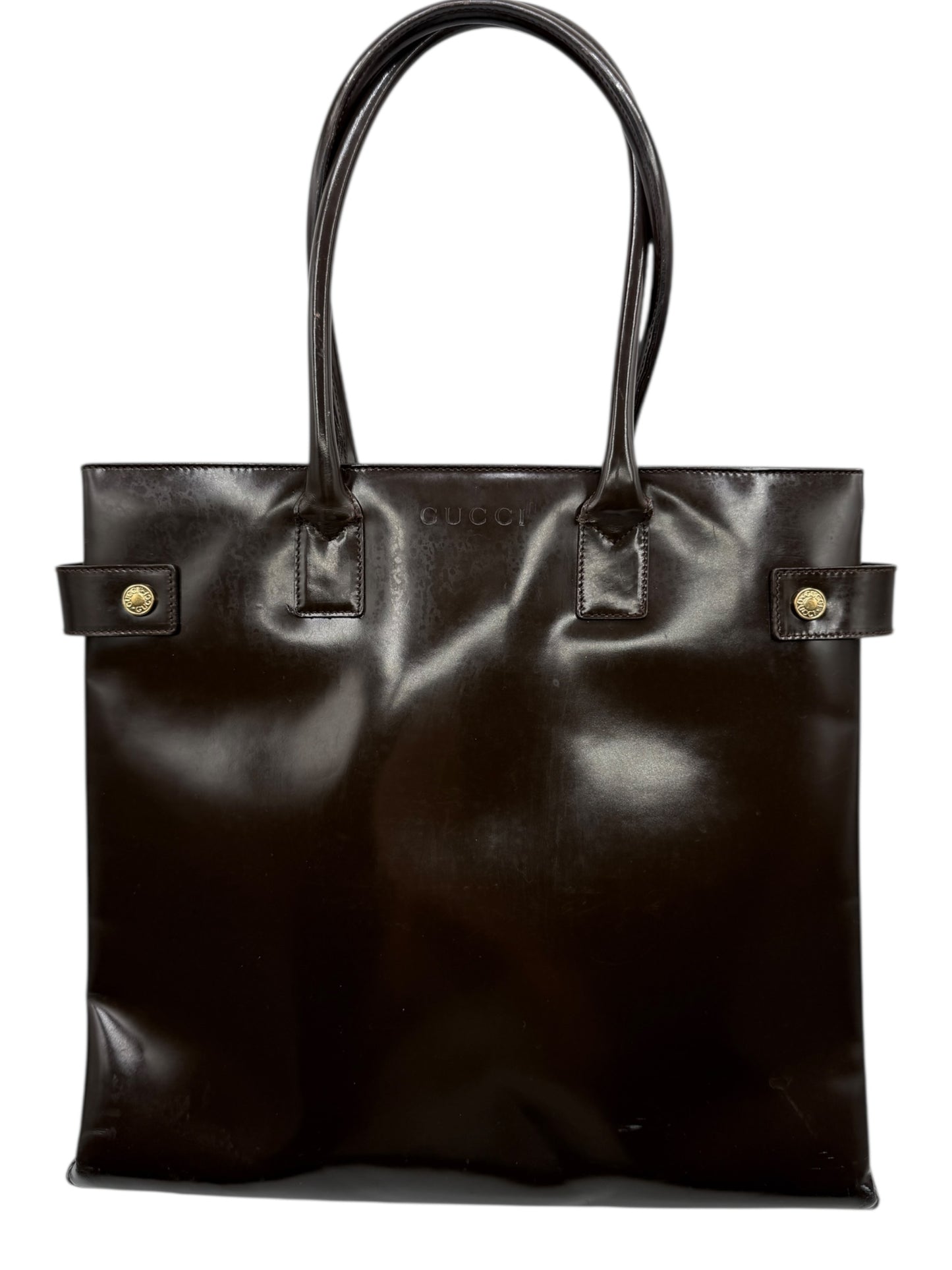 GUCCI Vintage Brown Patent Leather Tote