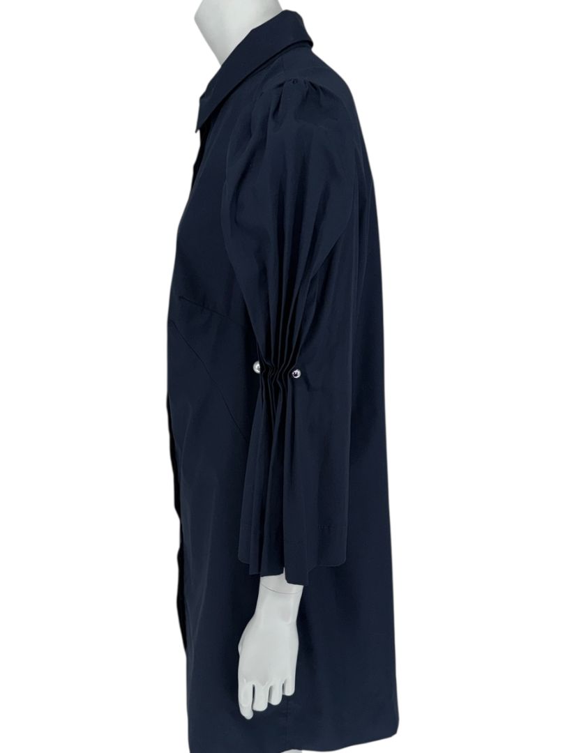 Lela Rose Navy Cotton Blend Puff Sleeve Shirt Dress – Size 12