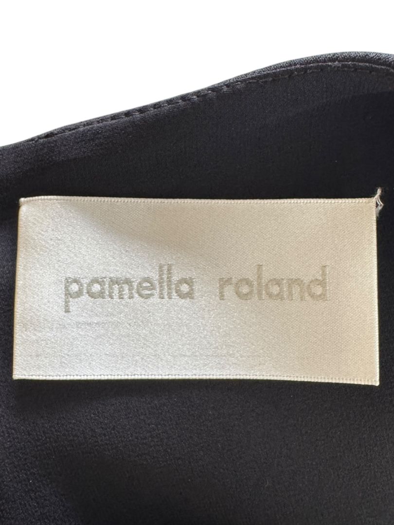Pamella Roland Black Asymmetric Neckline Gown – Large