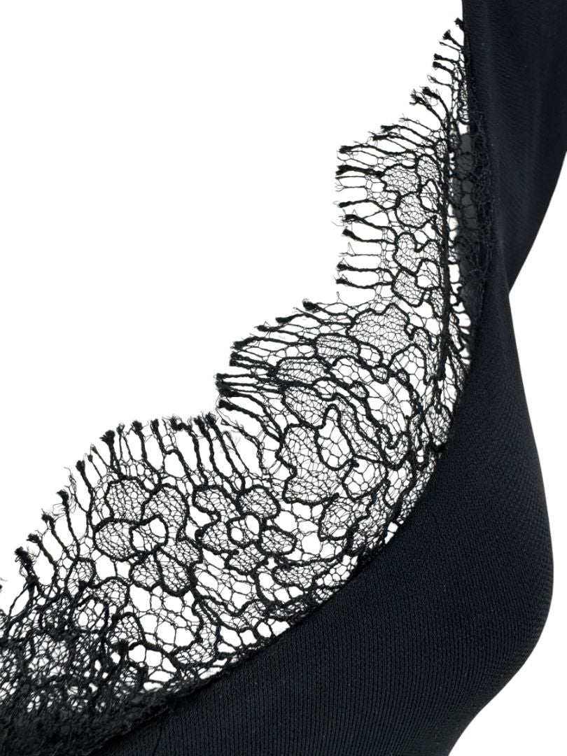 Lida Baday Black Sleeveless Midi Dress with Lace Trim – Size M