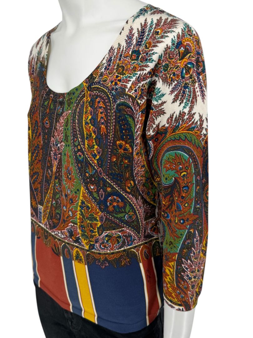 Etro Milano Multicolor Paisley Silk Knit Top – Size 46 (IT)