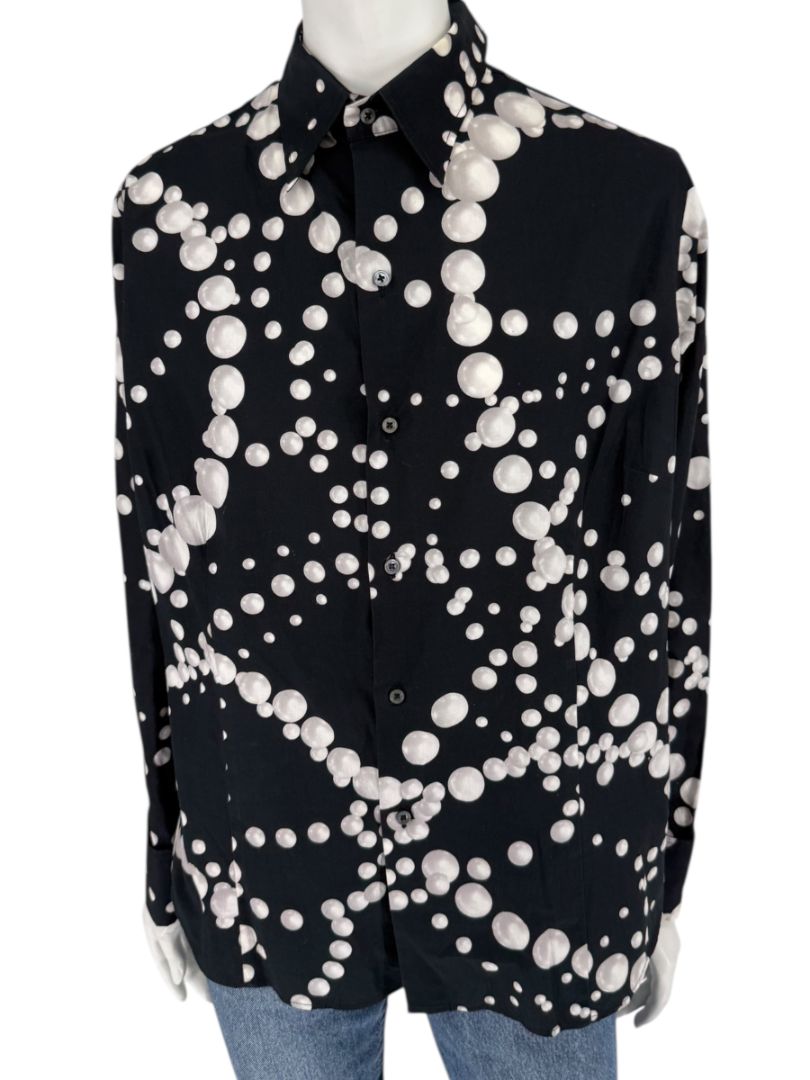 Craig Taylor Black & White Abstract Bubble-Print Long-Sleeve Shirt – Size XL