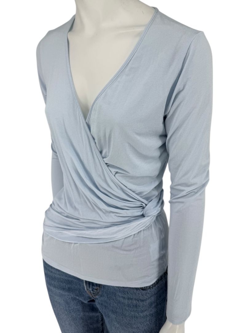 René Lezard Light Blue Draped Wrap Long Sleeve Top – Large  Made in Germany