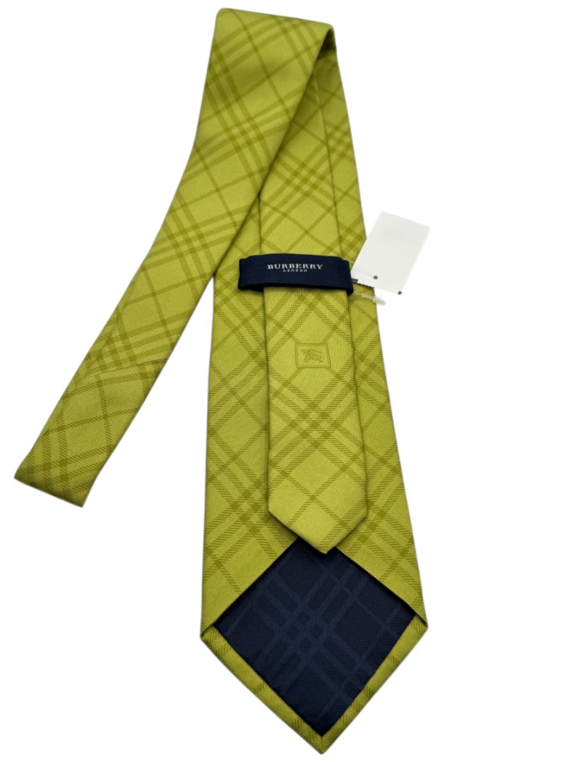 Burberry London Chartreuse Check Silk Tie – Brand New With Tags
