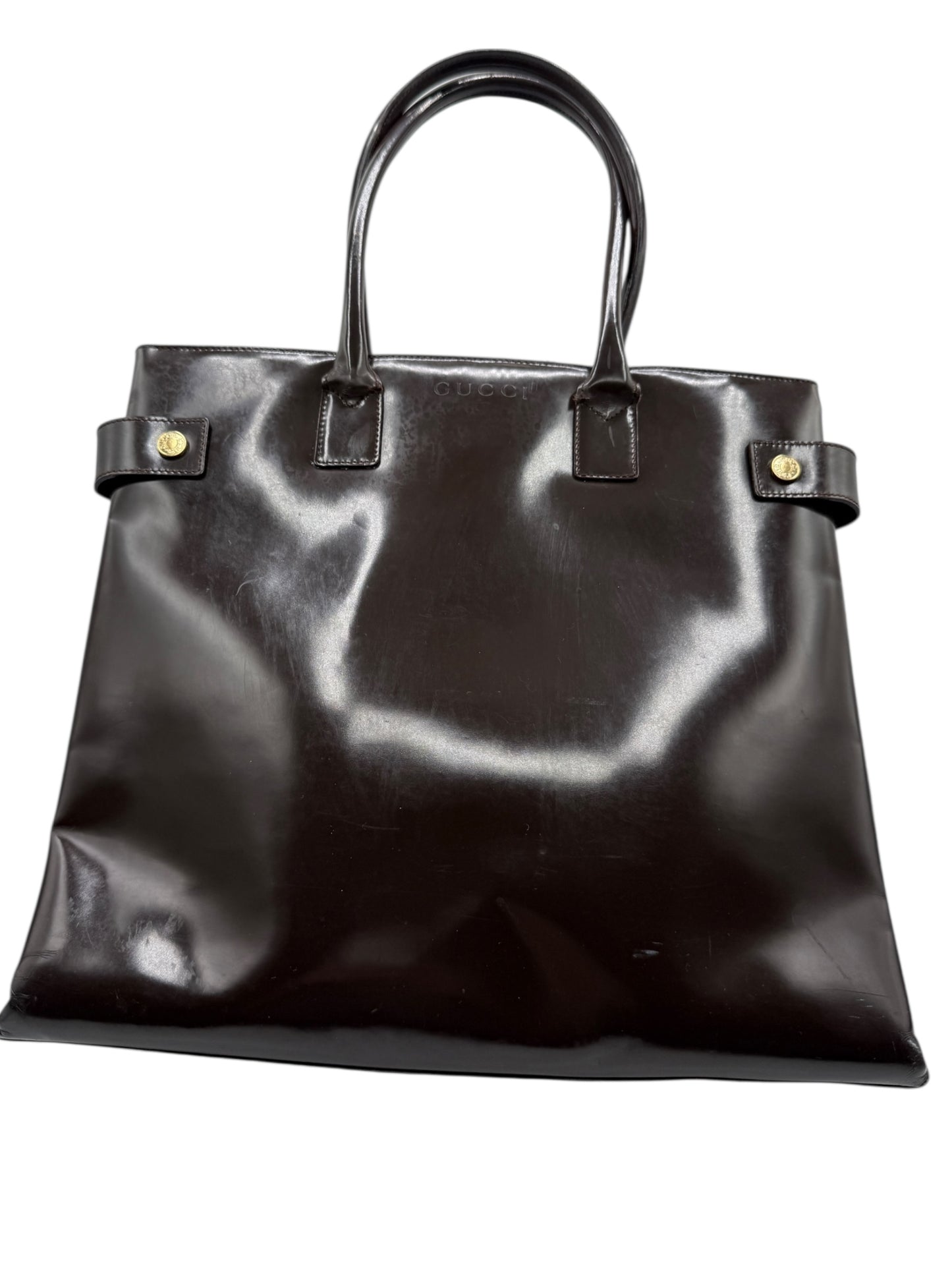 GUCCI Vintage Brown Patent Leather Tote