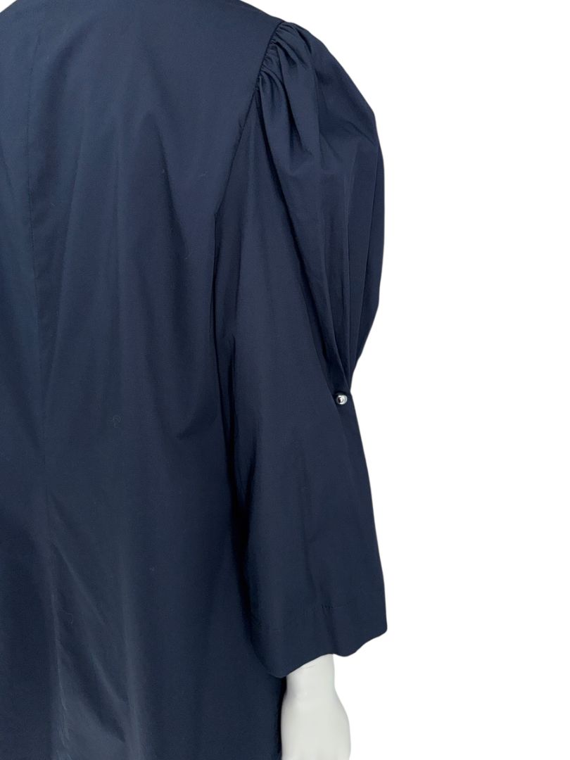 Lela Rose Navy Cotton Blend Puff Sleeve Shirt Dress – Size 12