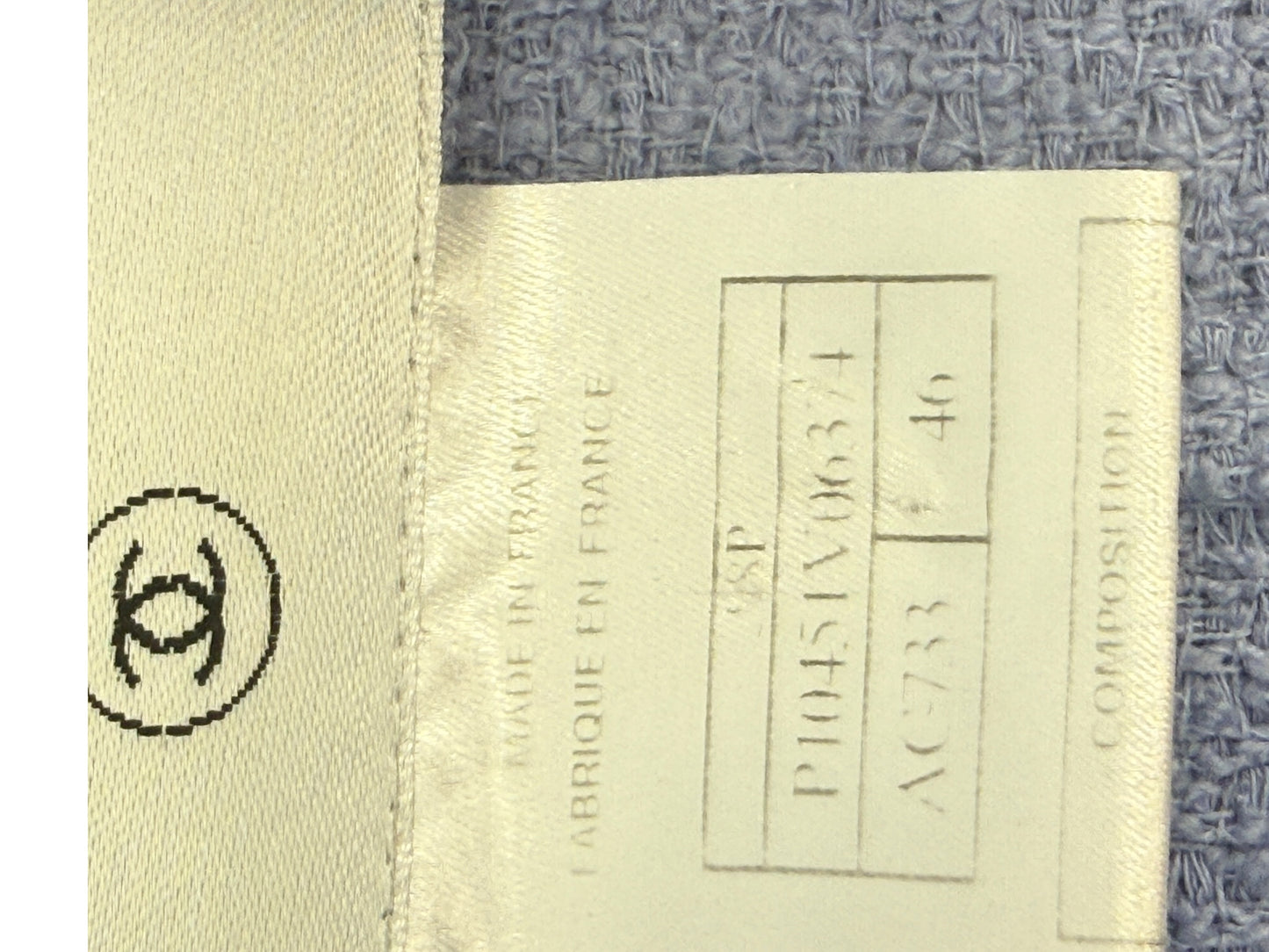 Fall 1998 Chanel Boutique Periwinkle Tweed Skirt Suit – Size FR 46