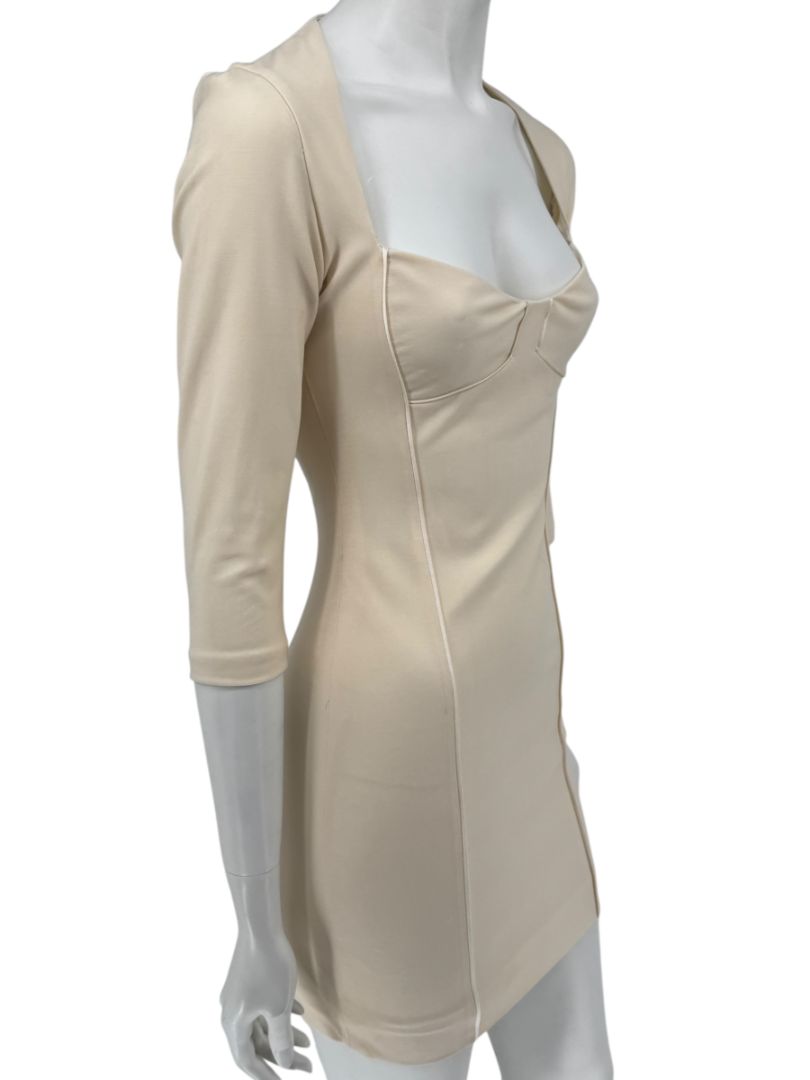 Pamella Roland Cream Bodycon Cut-Out Back Dress - Size 4