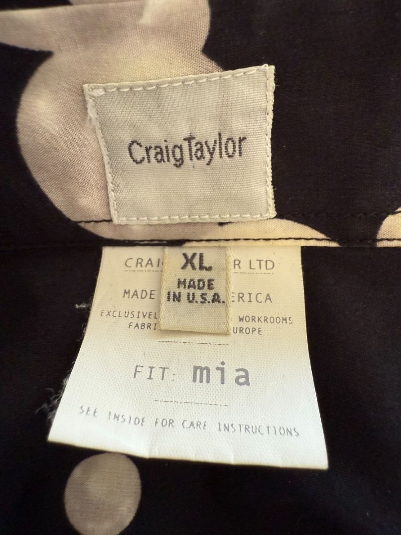 Craig Taylor Black & White Abstract Bubble-Print Long-Sleeve Shirt – Size XL