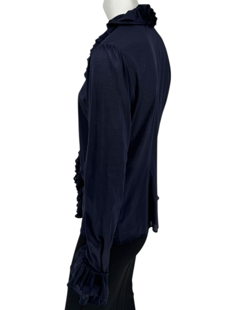 Ralph Lauren Collection Ruffled Cotton Blouse – Navy - Size L