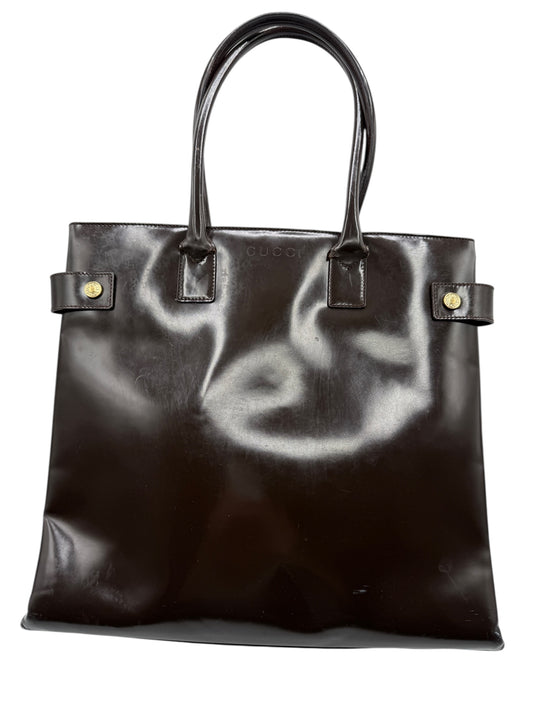 GUCCI Vintage Brown Patent Leather Tote