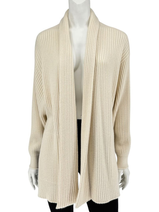 Loro Piana Beige Baby Cashmere Ribbed Open Cardigan – Size S