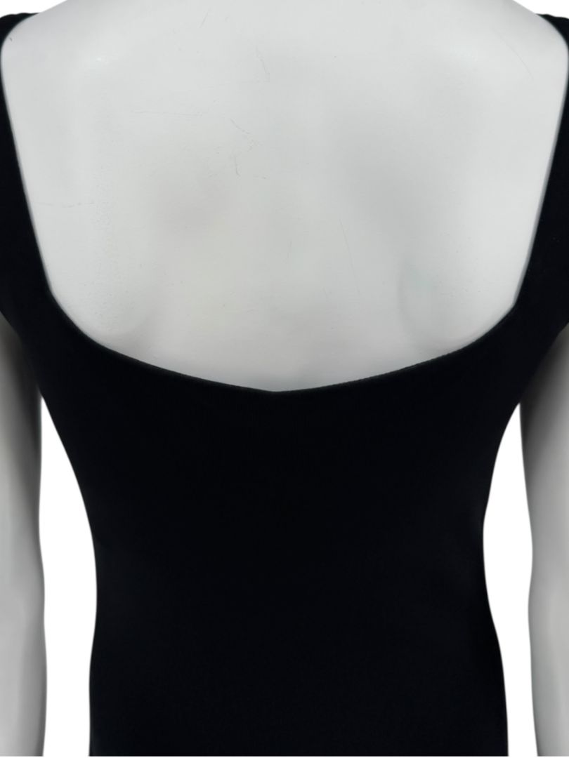 Lida Baday Black Sleeveless Midi Dress with Lace Trim – Size M