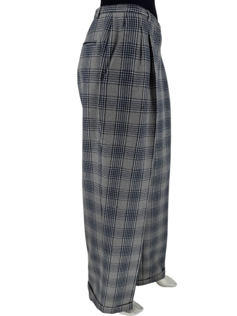 Oscar de la Renta Gray Plaid Wool Trousers – Size 14
