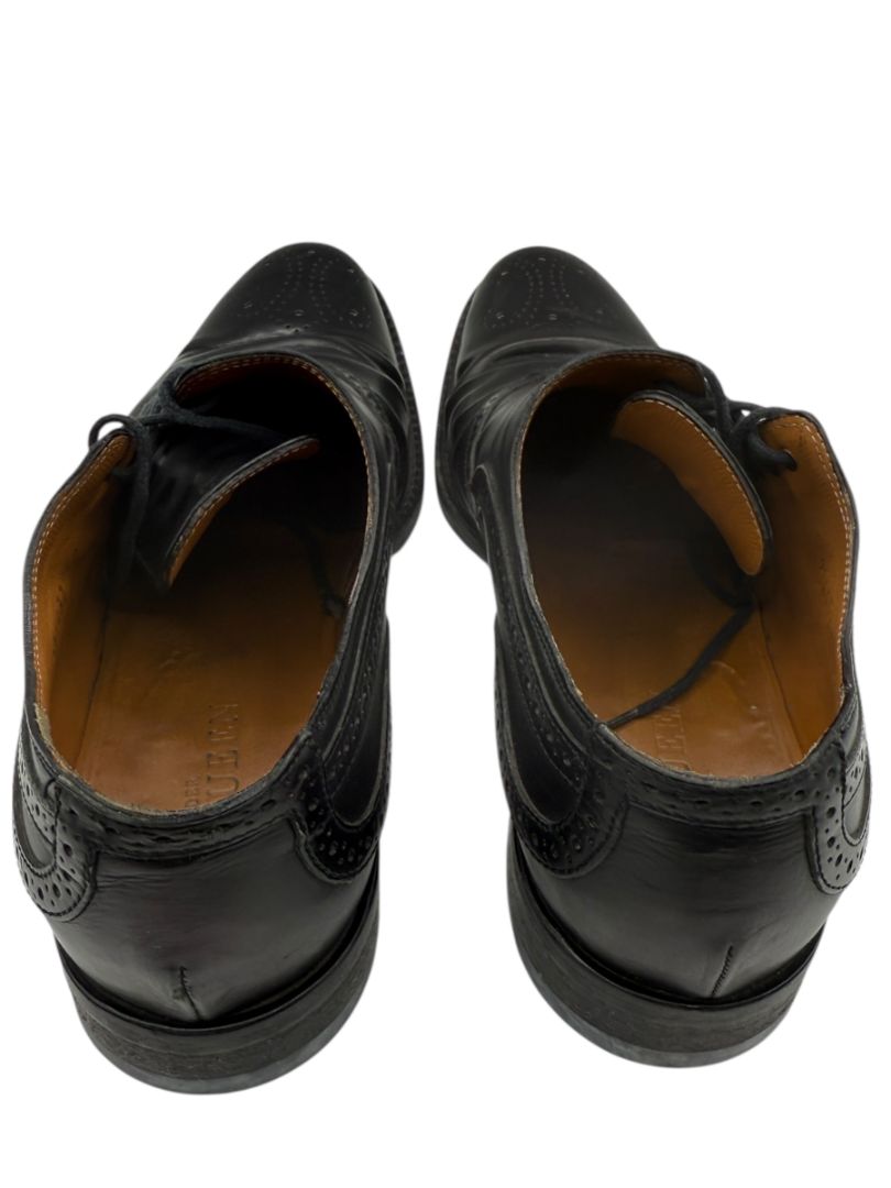 Alexander McQueen Black Leather Brogue Oxford Shoes – Men's Size 40
