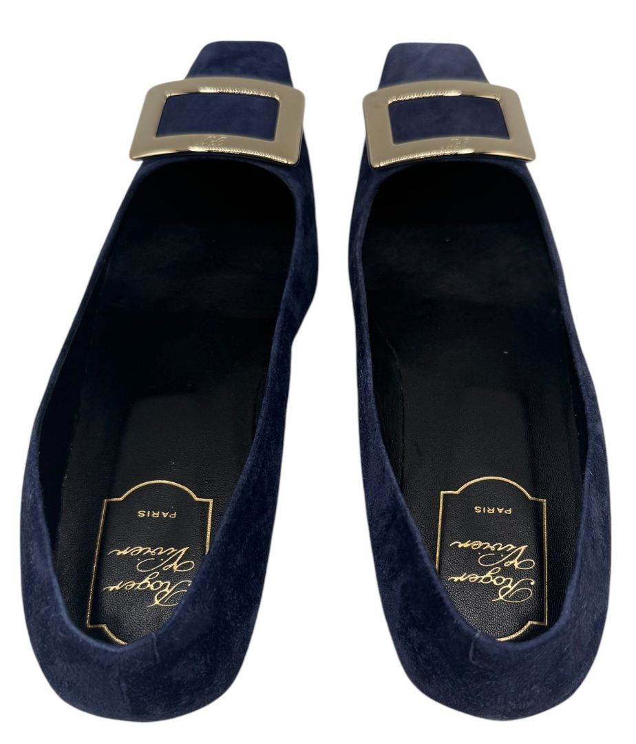 Roger Vivier “Belle Vivier” Navy Suede Buckle Pumps – Size 41 (Made in Italy)