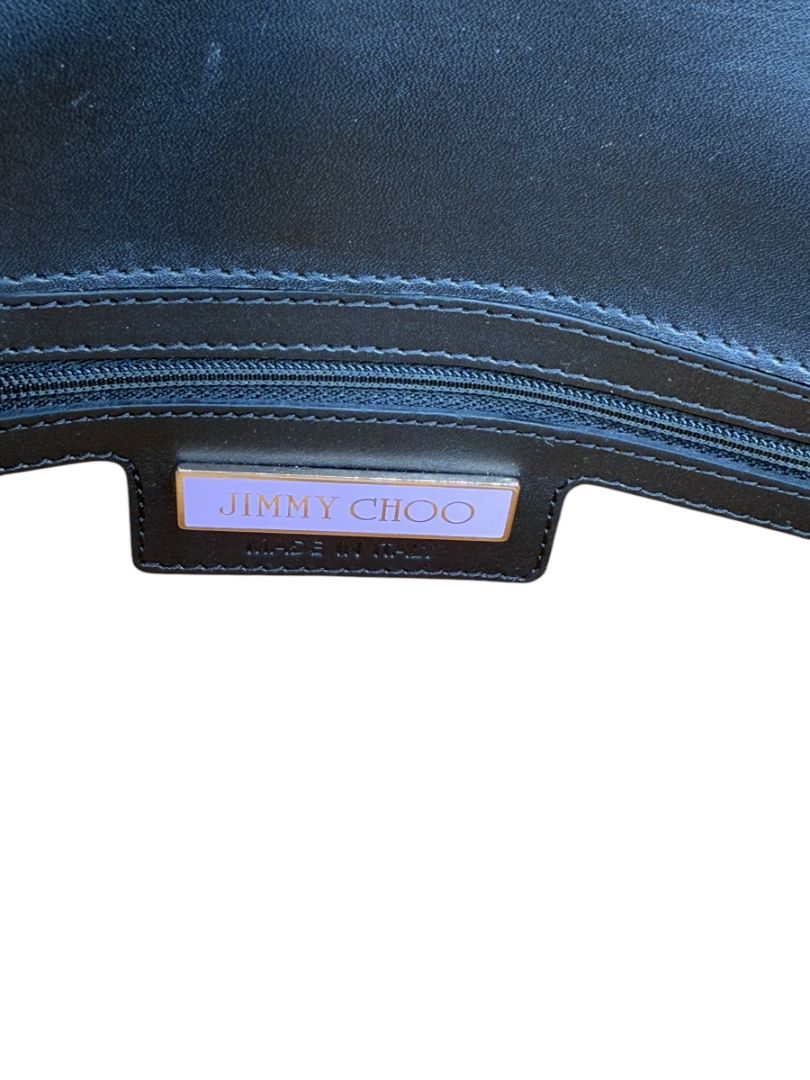 Jimmy Choo Navy Velvet & Snakeskin Chain Shoulder Bag