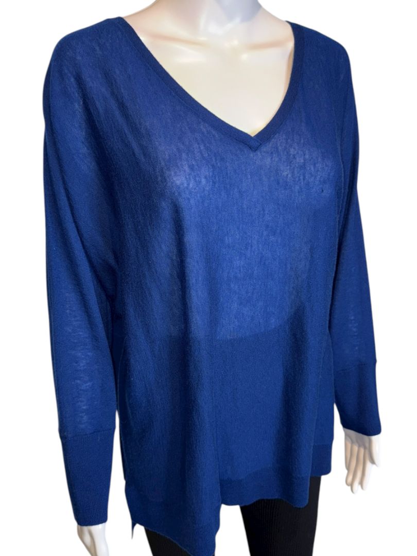 Magaschoni Royal Blue Lightweight V-Neck Knit Sweater – Size Large
