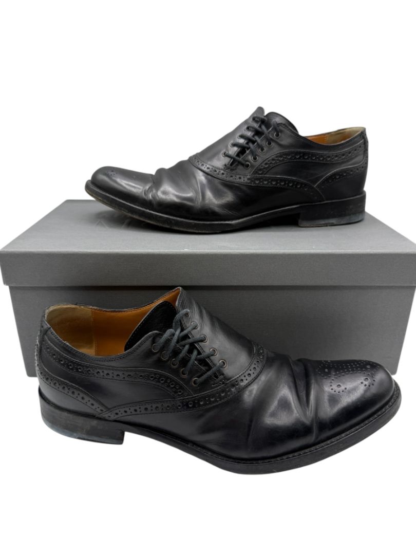 Alexander McQueen Black Leather Brogue Oxford Shoes – Men's Size 40